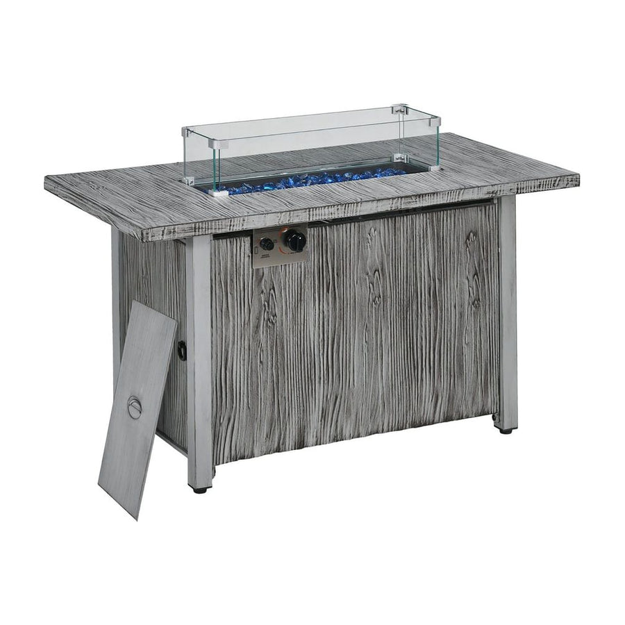 Outsunny 50,000 BTU Gas Fire Pit Table with Cover and Glass Screen - Grey