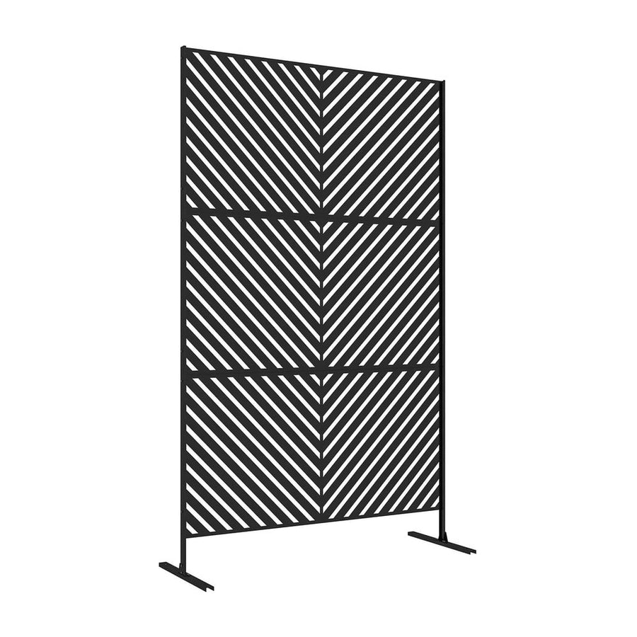 Outsunny 6.5FT Decorative Outdoor Divider, Metal Privacy Screen with Stand, Triangle Style, Black