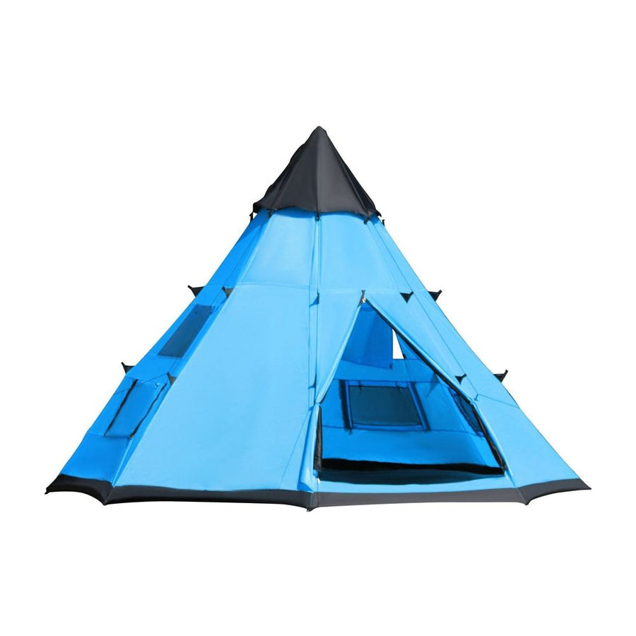 Outsunny 6 Men Tipi Tent with Carry Bag - Blue