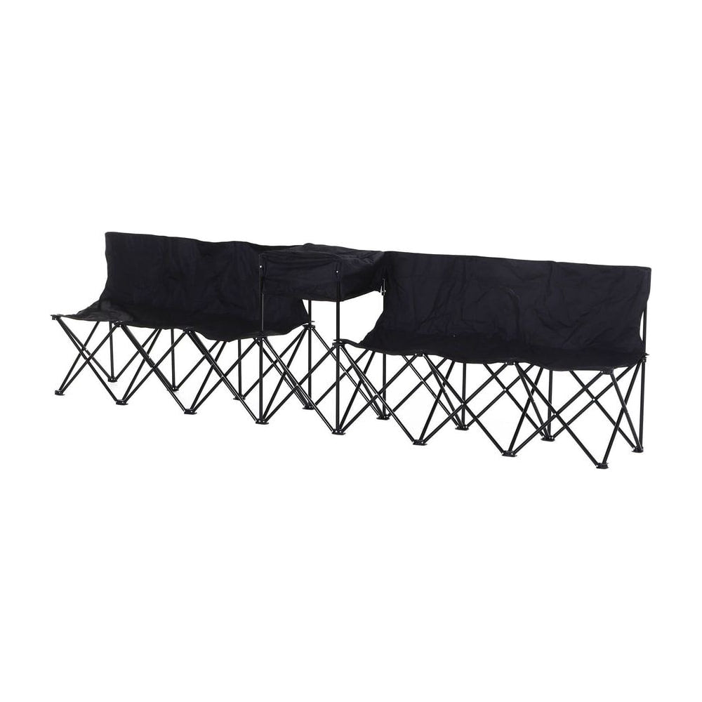 Outsunny 6 Seat Folding Sports Bench Portable Sports Team Bench Spectator Chair with Cooler Bag and Carrying Bag for Outdoor