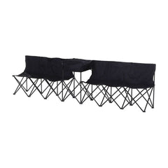 Outsunny 6 Seat Folding Sports Bench Portable Sports Team Bench Spectator Chair with Cooler Bag and Carrying Bag for Outdoor