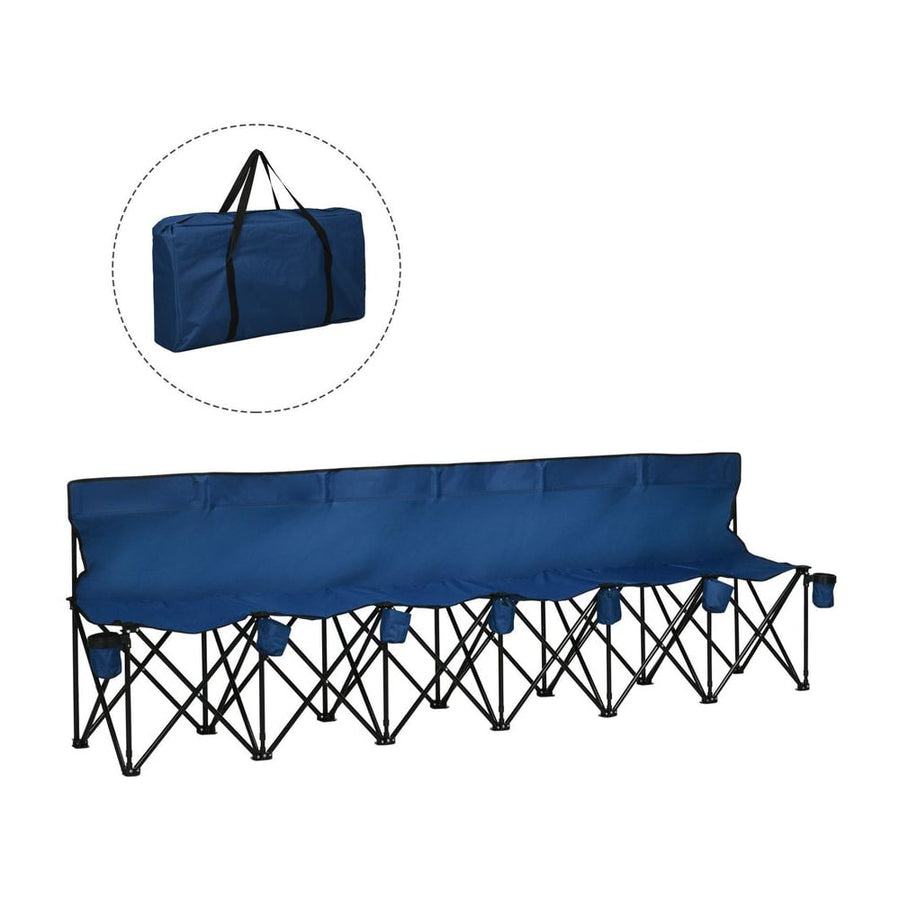 Outsunny 6 Seater Folding Camping Chair with Cup Holder & Carry Bag - Blue