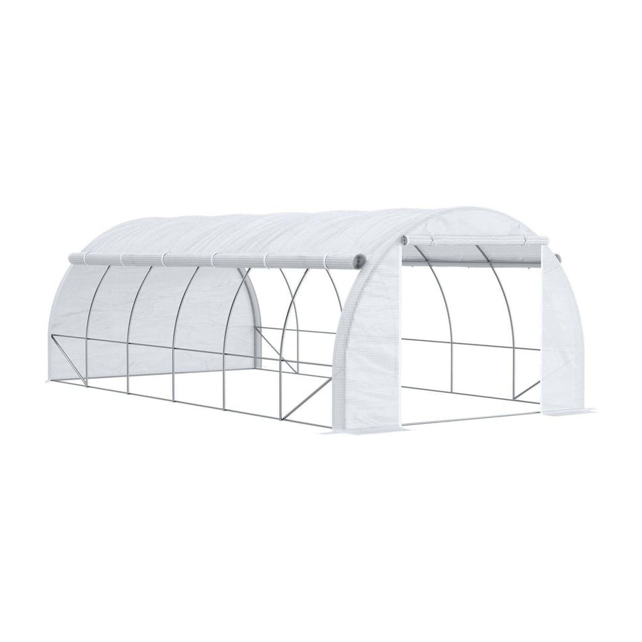 Outsunny 6 x 3 x 2 m Polytunnel Greenhouse with Roll-up Side Walls, Walk-in Grow House Tent with Steel Frame, Reinforced
