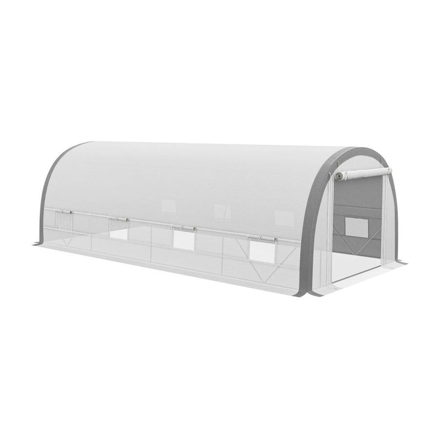 Outsunny 6 x 3(m) Polytunnel Greenhouse with Upgraded Structure, Mesh Door and Windows, 15 Plant Labels, White