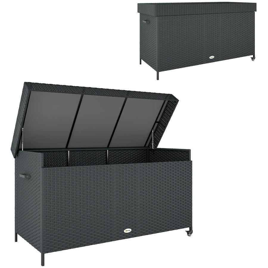 Outsunny 627 L Rattan Storage Box in Black