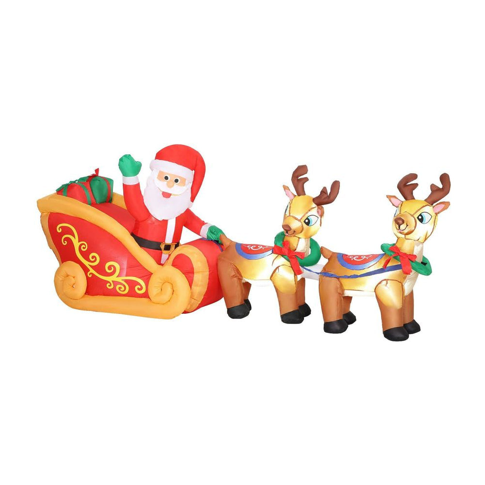 Outsunny 7.9ft Christmas Inflatable Santa on Sleigh with two reindeer, a festive outdoor decoration