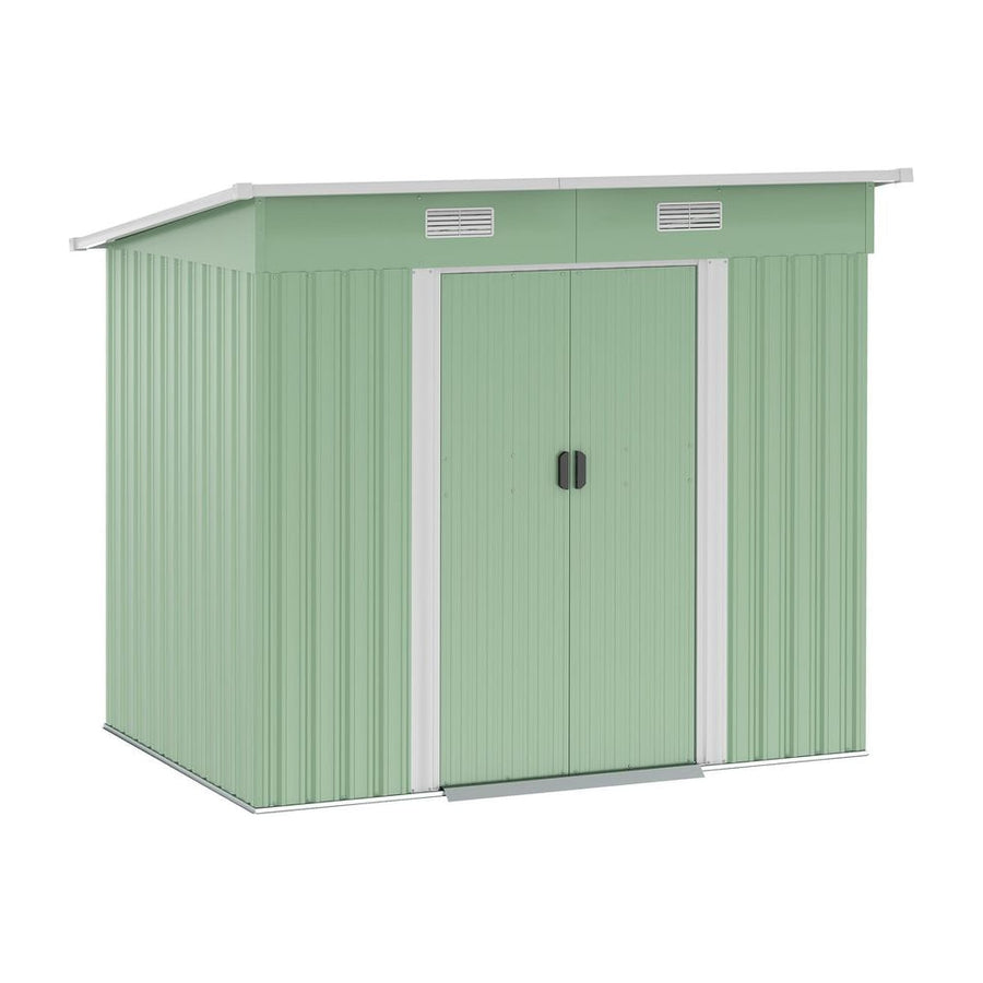 Outsunny 7 x 4ft Outdoor Garden Metal Storage Shed, Tool Storage Box for Backyard, Patio and Lawn, Light Green