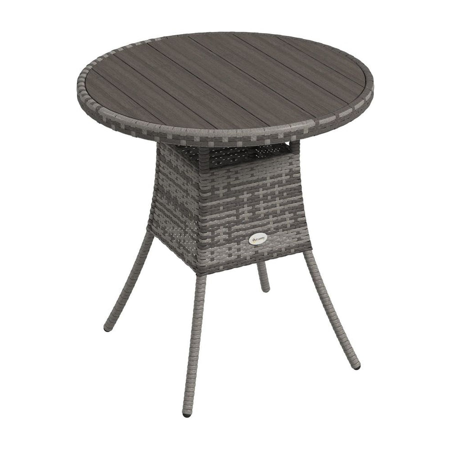 Outsunny 70cm Four-Person Wood-Effect Rattan Table - Grey