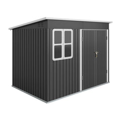 Outsunny 8.5 x 6ft Storage Shed Galvanised Steel Garden Shed, Metal Shed with Foundation Kit, Window, Lockable Wide Doors and
