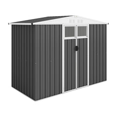Outsunny 8 x 4 ft Metal Garden Shed, Garden Storage Shed with Window, 4 Vents and Lockable Door, Waterproof Galvanised Steel