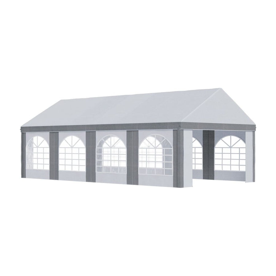 Outsunny 8m x 4m Marquee Gazebo with Sides, Level 4 Wind Protection & Waterproof, Light Grey