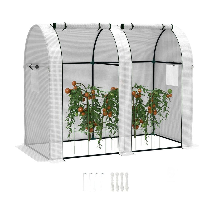 Outsunny 94 x 185cm Mini Two-Room Greenhouse - White