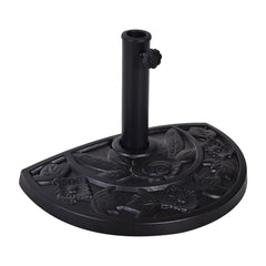 Outsunny 9kg Resin Parasol Base, Half Round Umbrella Stand with Floral Design for Garden, Outdoor, Suitable Umbrella Rod: