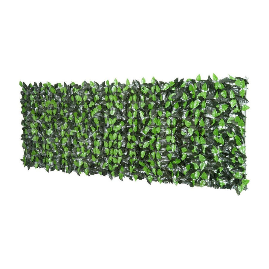 Outsunny Artificial Leaf Hedge Screen Privacy Fence Panel for Garden Outdoor Indoor Decor 3M x 1M Light Green and Dark Green