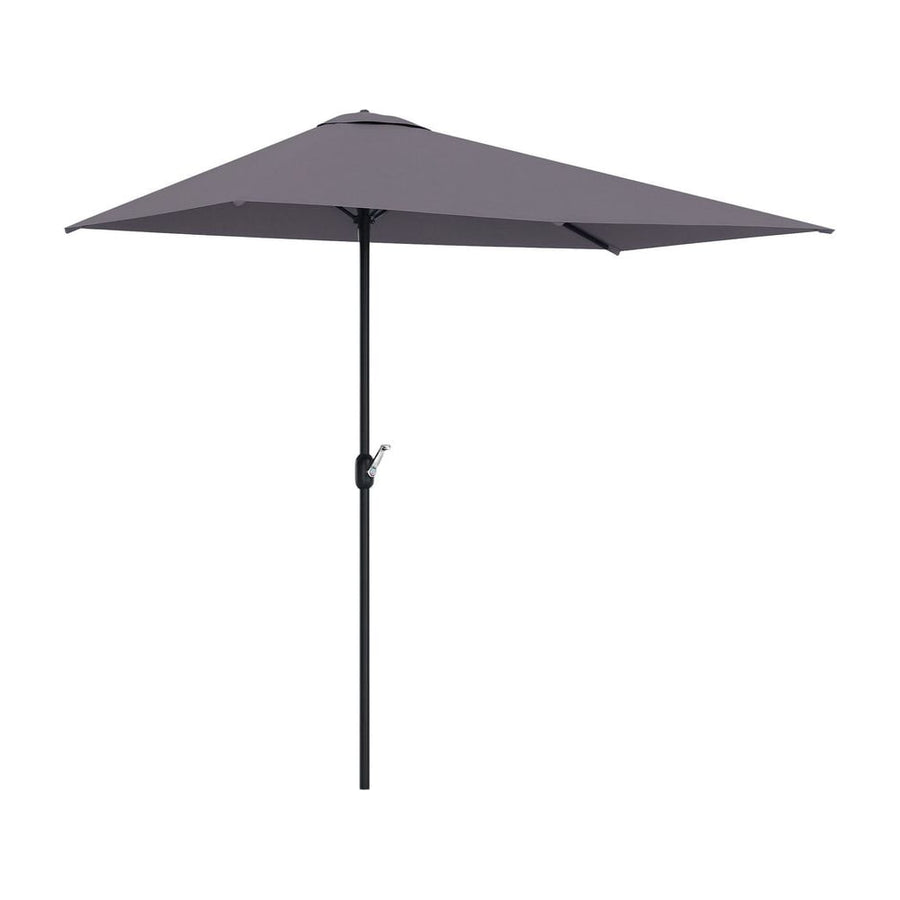 Outsunny Balcony Half Parasol Semi Round Umbrella Patio Crank Handle (2.3 m, Grey)- NO BASE INCLUDED