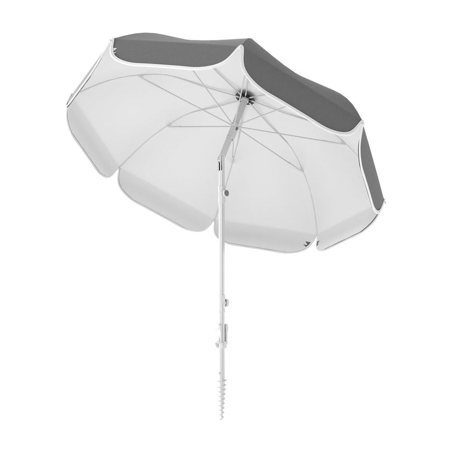 Outsunny Beach Umbrella Portable with Sand Anchor, Carry Bag, Adjustable Height & Tilt, UPF50+ UV Protection, Grey