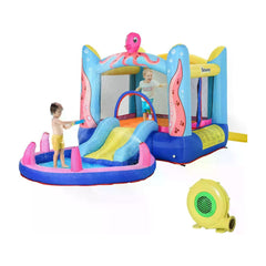 Outsunny Bounce Castle Inflatable Trampoline Slide Pool Octopus Design