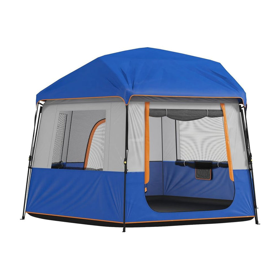Outsunny Cabin Tent Easy Setup 3000mm Waterproof Camping Tent 4 Person with Carrying Bag Blue