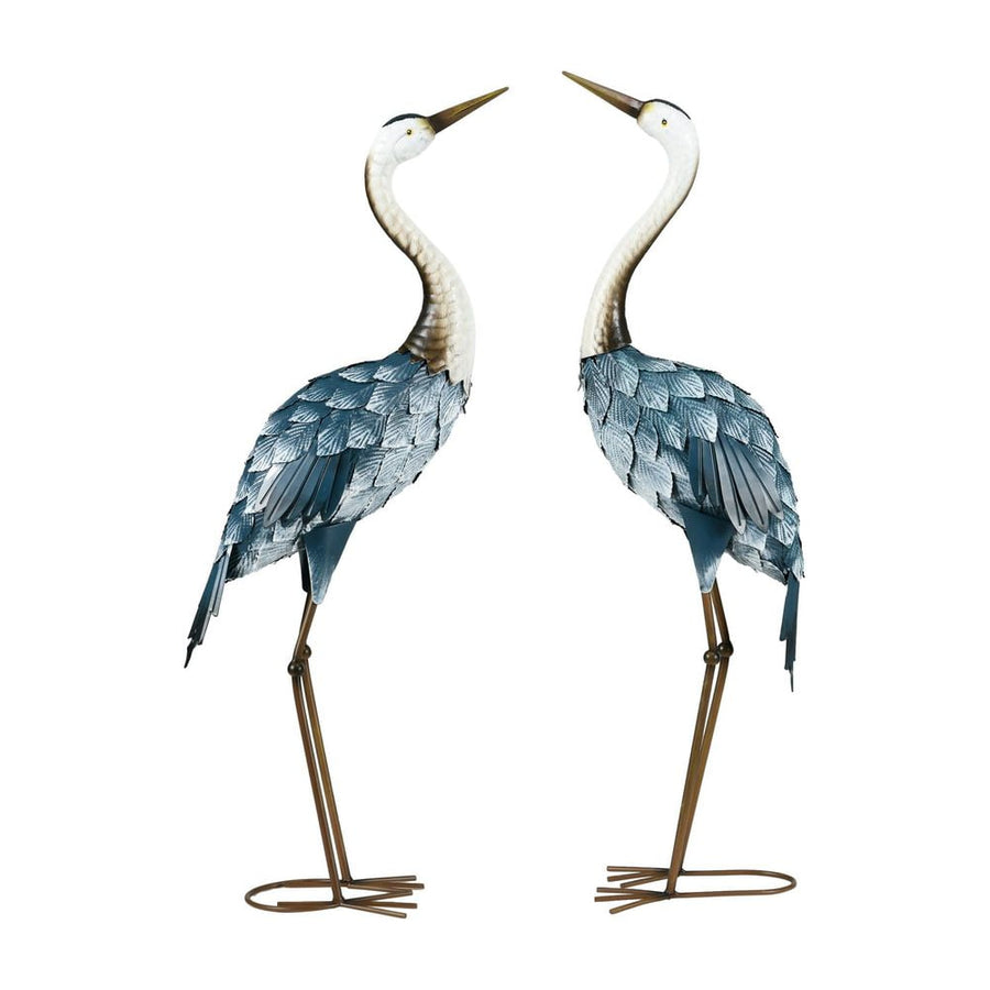 Outsunny Crane Garden Ornaments, 2 PCS Steel Garden Statue Set Gifts, Water and Rust Resistant Sculptures for Patio Pond