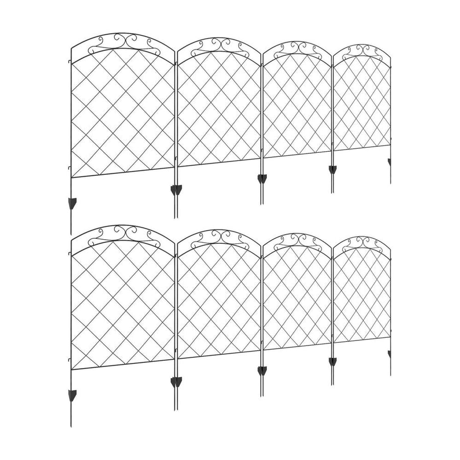 Outsunny Decorative Garden Fencing, 43in x 11.4ft Outdoor Picket Fence Panels, 8PCs Rustproof Steel Wire Landscape Flower Bed