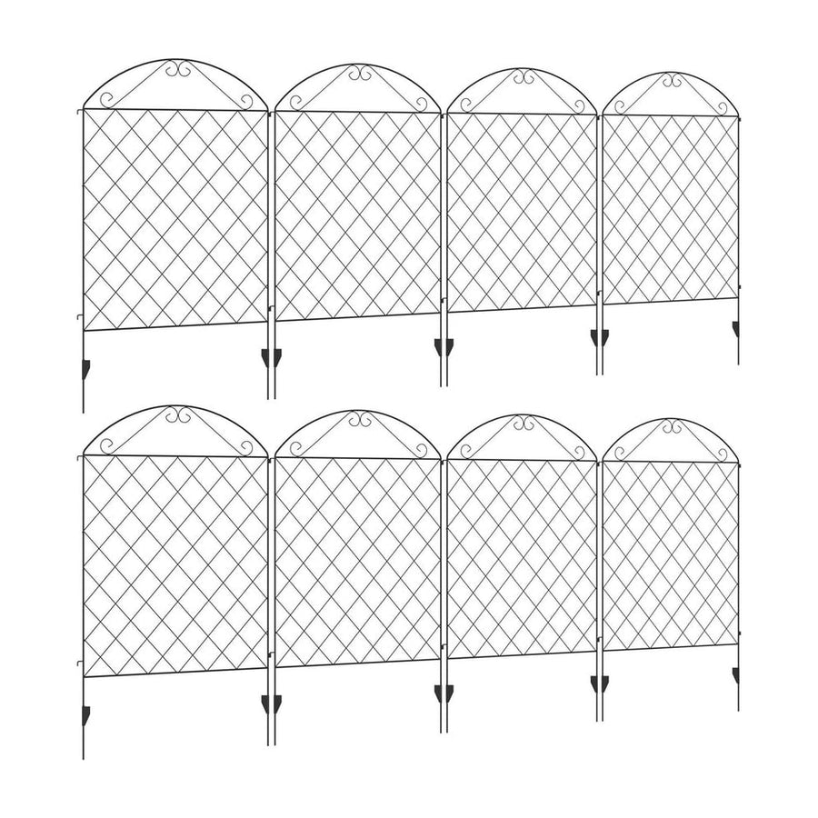 Outsunny Decorative Garden Fencing, 43in x 23ft Outdoor Picket Fence Panels, 8PCs Rustproof Metal Wire Landscape Flower Bed