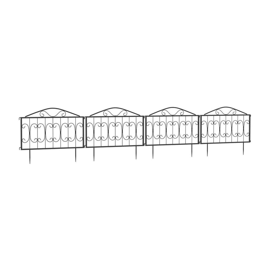 Outsunny Decorative Garden Fencing, 4PCs Outdoor Picket Fence Panels, Rustproof Metal Wire Landscape Flower Bed Border Edging