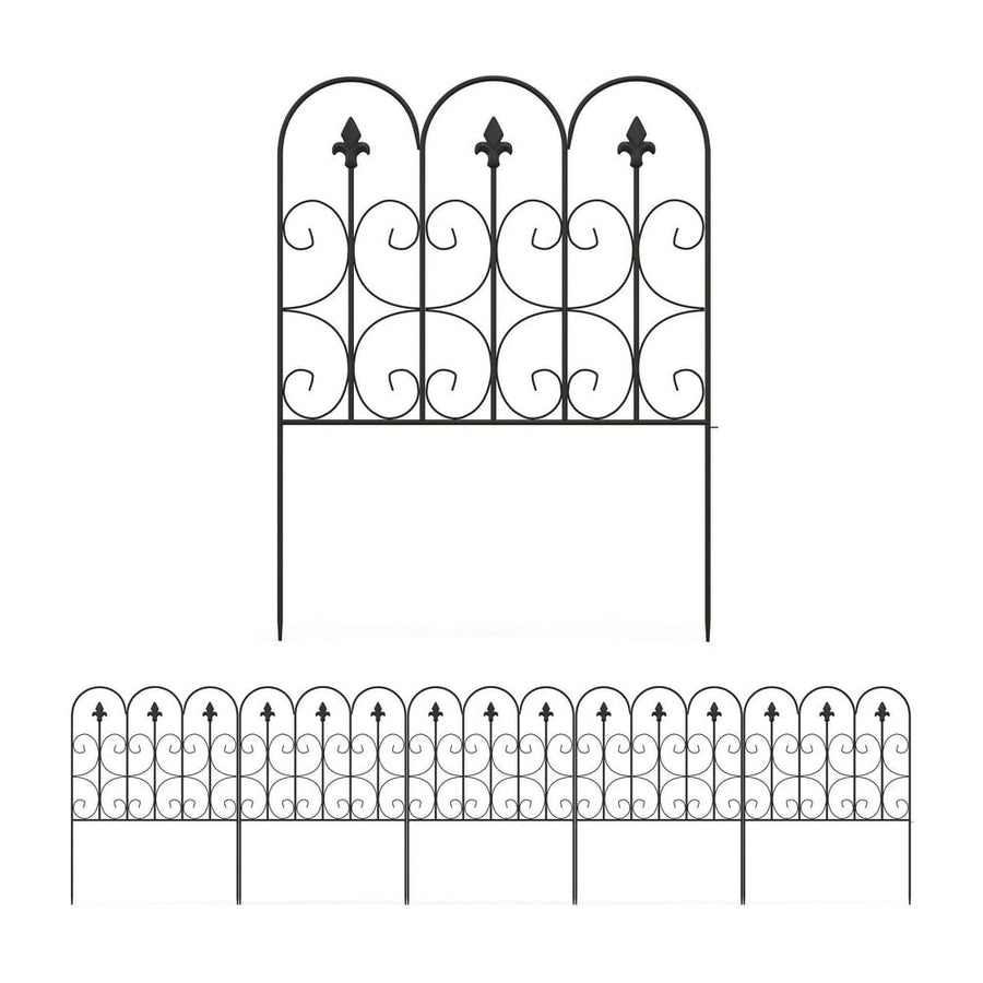 Outsunny Decorative Garden Fencing, 83cm (H) x 3m (L) 5PCs Outdoor Picket Fence Panels, Rustproof Metal Wire Landscape Flower