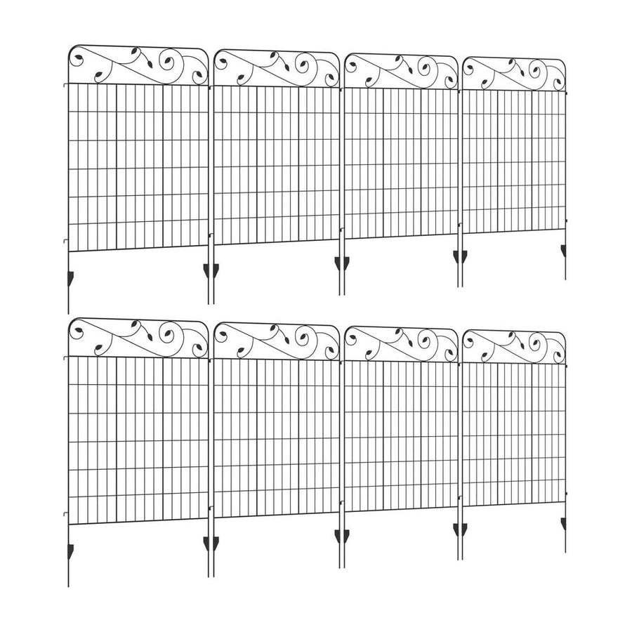 Outsunny Decorative Garden Fencing, 8PCs 43in x 23ft Outdoor Picket Fence Panels, Rustproof Metal Wire Landscape Flower Bed