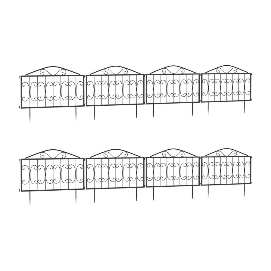 Outsunny Decorative Garden Fencing, 8PCs Outdoor Picket Fence Panels, Rustproof Metal Wire Landscape Flower Bed Border Edging