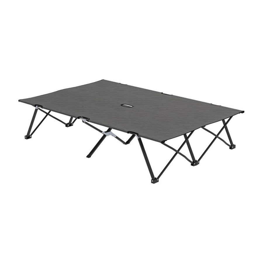 Outsunny Double Camping Cot Bed, with Bag - Charcoal Grey