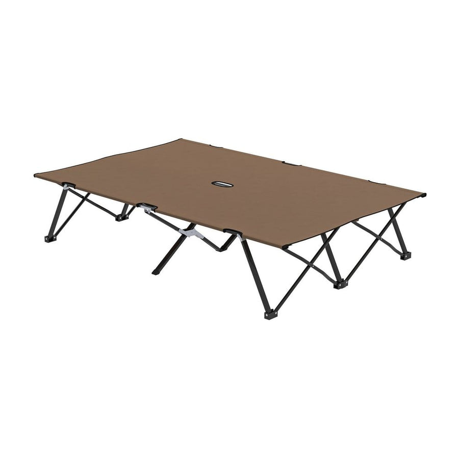 Outsunny Double Camping Cot Bed, with Bag - Khaki