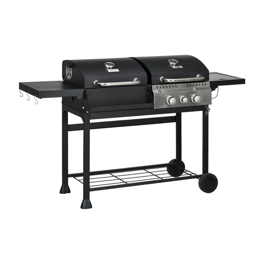 Outsunny Dual Fuel BBQ Grill in Black