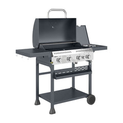 Outsunny Five-Burner Steel Gas Grill, with Thermometer - Black