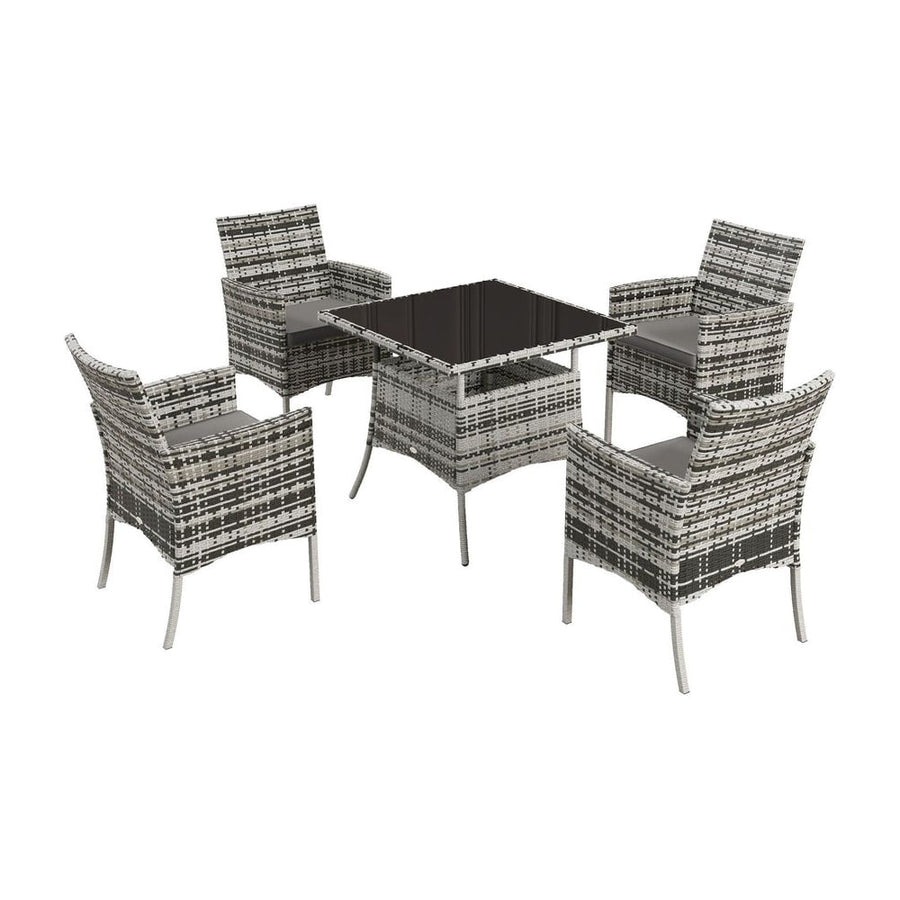 Outsunny Five-Pieces Rattan Dining Set - Mixed Grey
