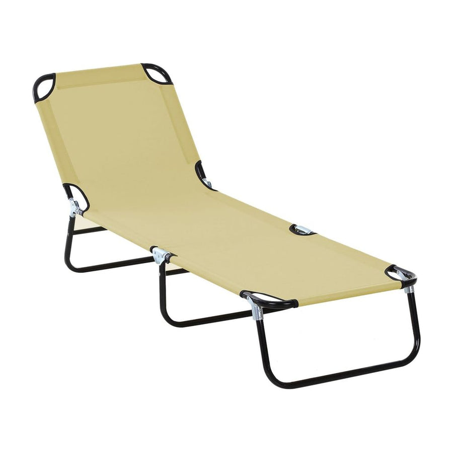 Outsunny Foldable Sun Lounger with 5-Position Adjustable Backrest, Outdoor Portable Recliner Chaise Lounge Chair with