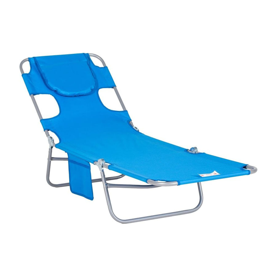 Outsunny Foldable Sun Lounger with Reading Hole - Blue