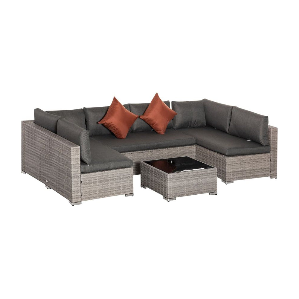 Outsunny Four-Piece Half-Square Rattan Sofa Set - Mixed Grey