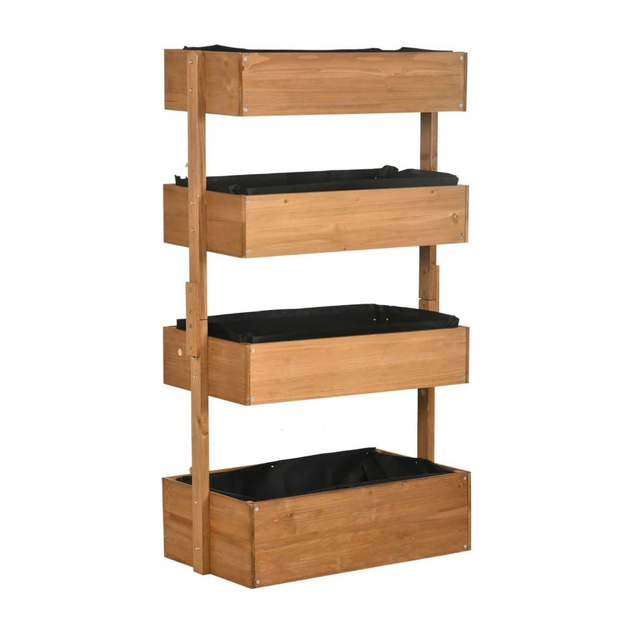 Outsunny Four-Tier Basket Wooden Plant Stand - Orange