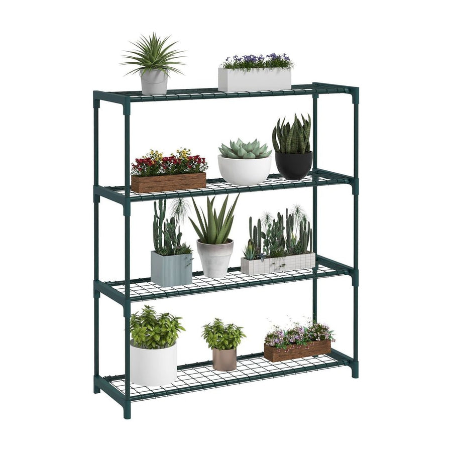 Outsunny Four-Tier Steel Plant Shelf - Black
