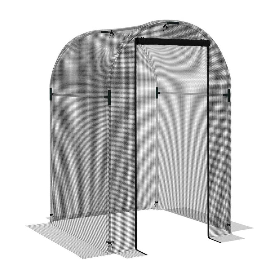 Outsunny Galvanised Steel Fruit Cage, Plant Protection Tent with Zipped Door, 1.2 x 1.2 x 1.9m, Black