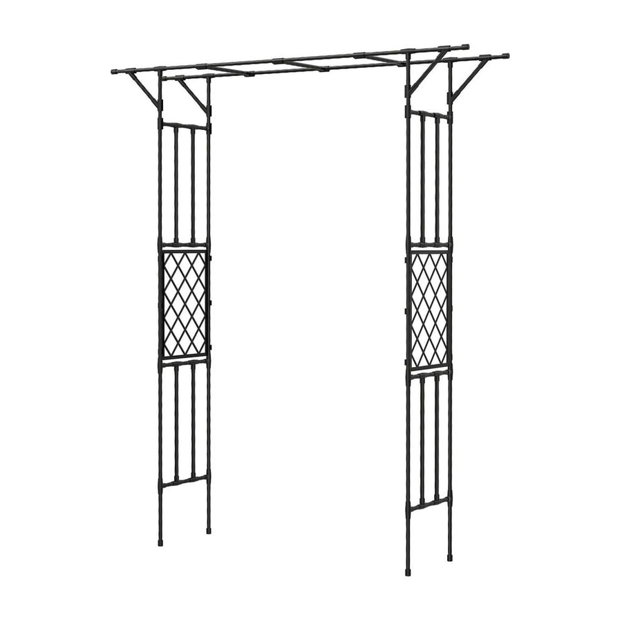 Outsunny Garden Arch, PE-Coated Steel Arbour Trellis for Climbing Plants, Rose Arch, 180 x 40 x 215 cm, Black