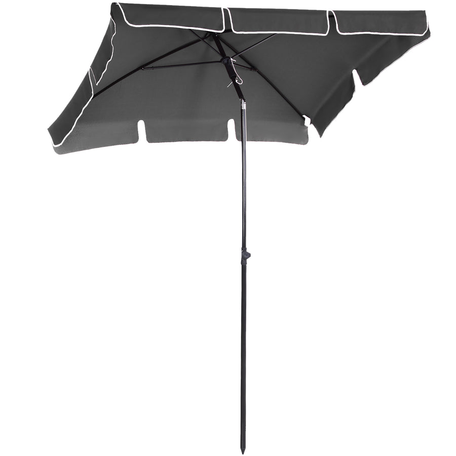 Outsunny Garden Parasol Umbrella, Outdoor Market Table Umbrella with Ruffles & Aluminium Pole, Rectangular Tilting Parasol