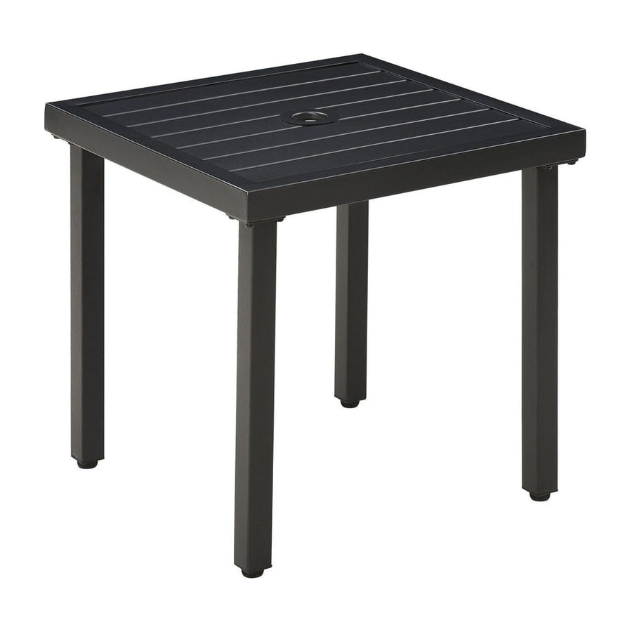Outsunny Garden Side Table End Table Patio Coffee Table with Umbrella Hole, Steel Frame for Balcony, Black