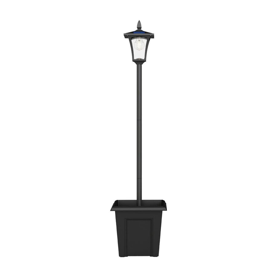 Outsunny Garden Solar Lamp Post Light, Waterproof LED Solar Light Post with Planter, Black
