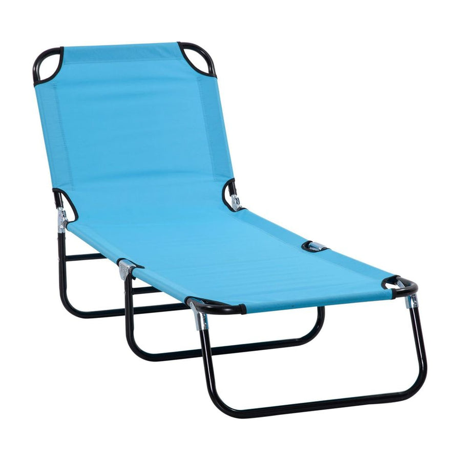 Outsunny Garden Sun Lounger, with Five-Position Back - Light Blue