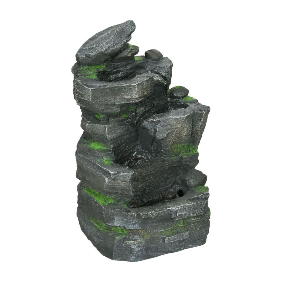 Outsunny Garden Water Feature with LED Lights - Dark Grey
