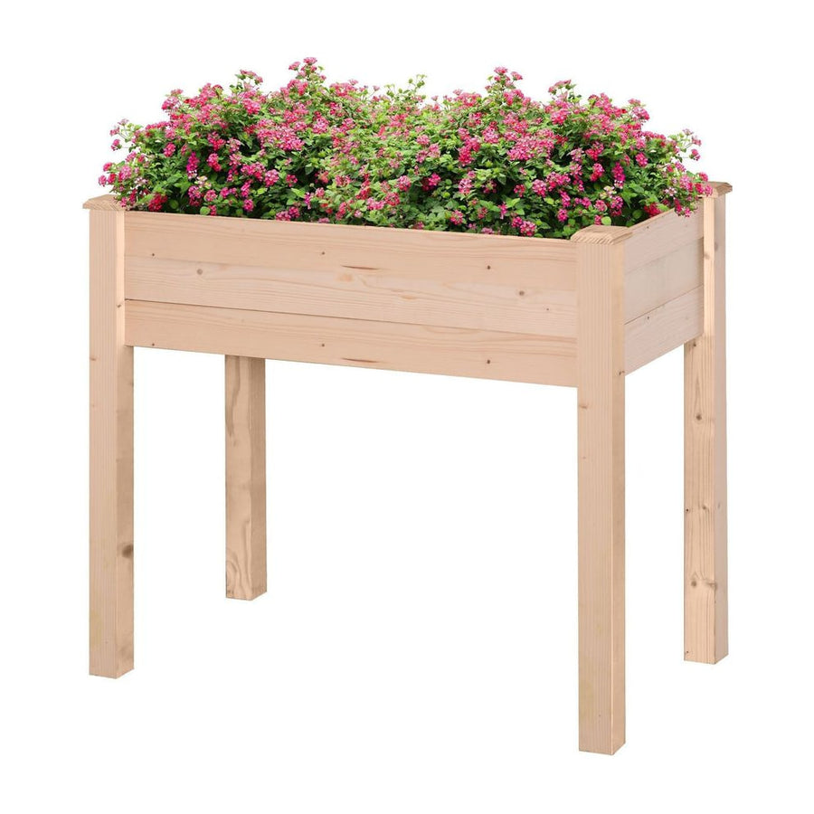 Outsunny Garden Wooden Planters, Rectangular Raised Bed,Flower Box, Fir Wood Indoor/Outdoor, Oak Tone, 86L x 46W x 76Hcm