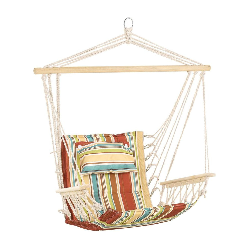 Outsunny Hanging Hammock Chair Swing Chair Thick Rope Frame Safe Wide Seat Indoor Outdoor Home, Patio, Yard, Garde Spot