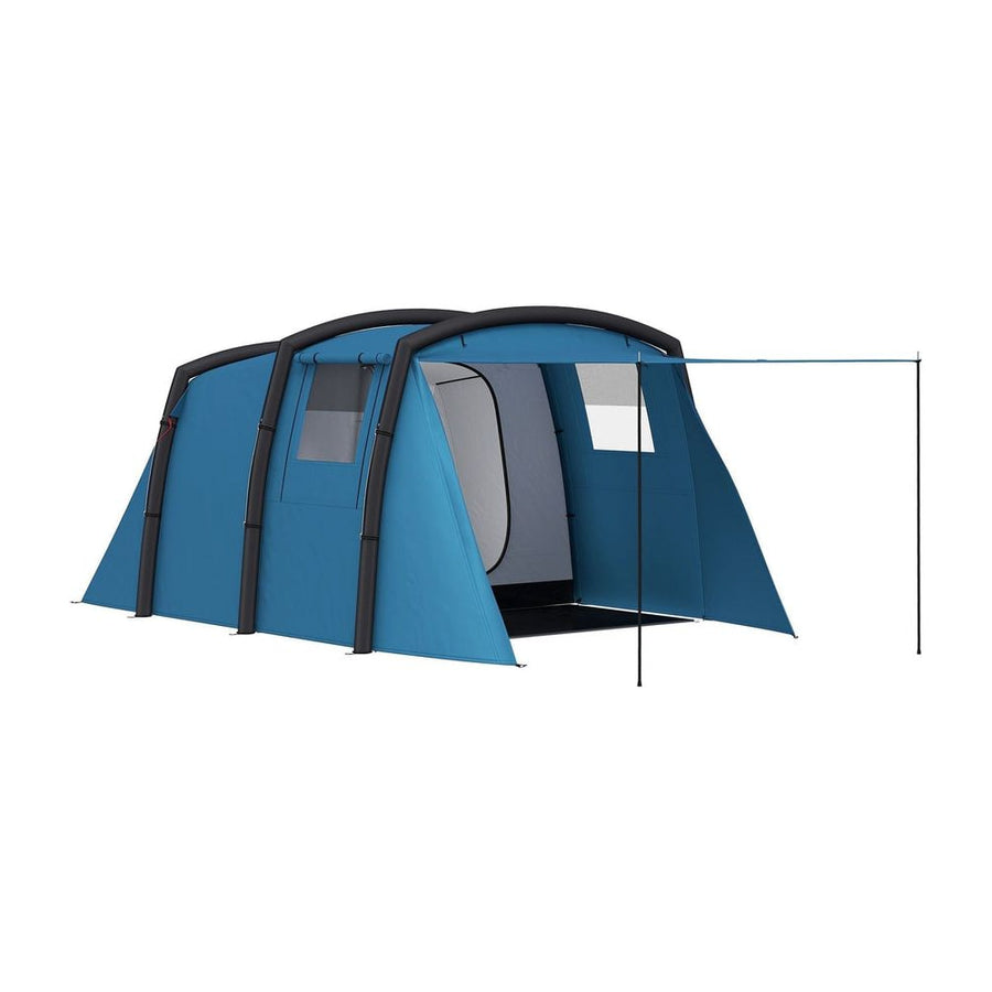 Outsunny Inflatable 3-4 Man Tunnel Tent w/ Air Pump, Living Area & Vestibule, Waterproof Family Camping Air Tent w/ Sewn In