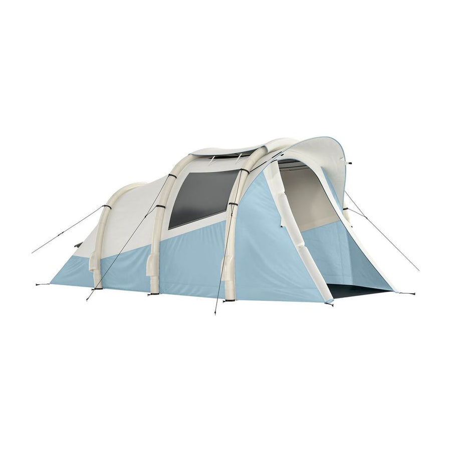 Outsunny Inflatable Camping Tent w/ Air Pump, Easy Setup 2-3 Person Blow Up Tent, Light Blue